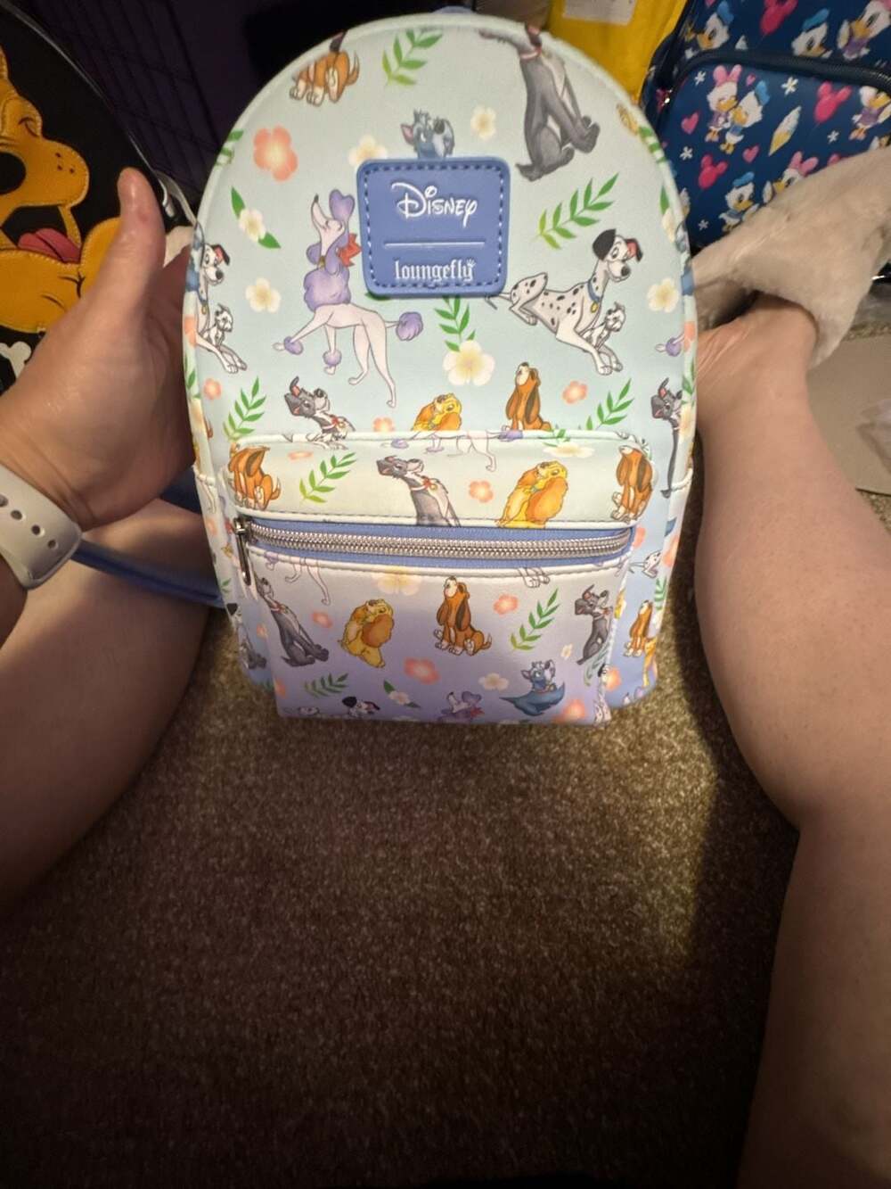 Loungefly Disney Dogs Floral Mini Backpack Pre-Loved may contain flaws or defect